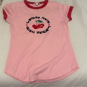 chic pink and red "Lick Me" top from Agent Provocateur size small.